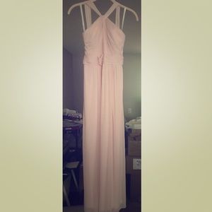 David’s bridal, bridesmaid dress. Blush color